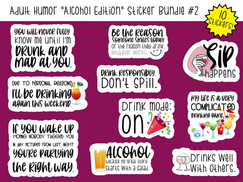 Funny Alcohol Sticker Bundle #2 - Etsy