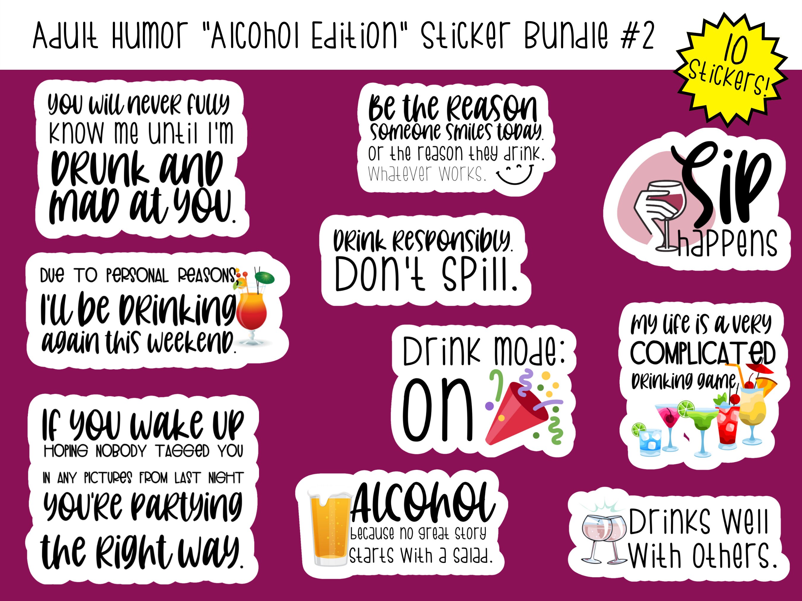 Funny Alcohol Sticker Bundle #2 - Etsy