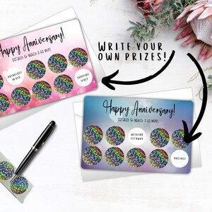 Tarjeta de aniversario de rascar personalizada, regalo de bricolaje, tarjeta de rascar de aniversario, tarjeta de aniversario personalizable divertida, tarjeta divertida para parejas