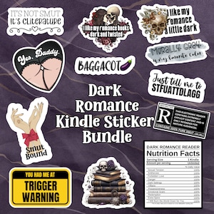 Dark Romance Vinyl Sticker Bundle – Gothic Book Lover Decals for Kindle & Laptop, Die-Cut Designs