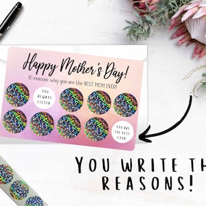 Carte de fête des mères à gratter, dix raisons pour lesquelles vous êtes la meilleure carte de maman de tous les temps, carte de fête des mères personnalisable, idée de carte de maman bricolage