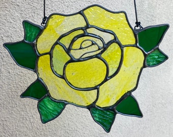 Vitrail Jaune Rose Suncatcher