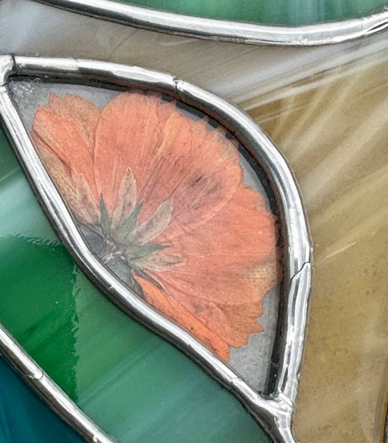 Stained Glass Butterfly with Pressed & Dried Flowers zdjęcie 5