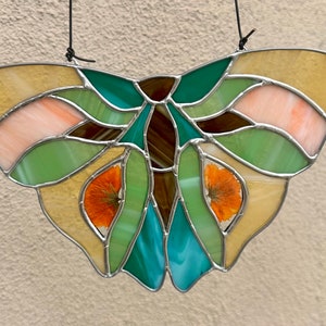 Stained Glass Butterfly with Pressed & Dried Flowers zdjęcie 4