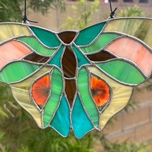 Stained Glass Butterfly with Pressed & Dried Flowers zdjęcie 3