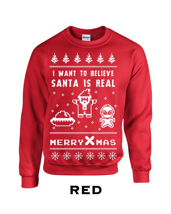 I Want to Believe Ugly Christmas Sweater Theme Party Ufo Alien Conspiracy Theory Flying Saucer Area 51 Clothing Apparel Crew Sweatshirt Etsy Ireland