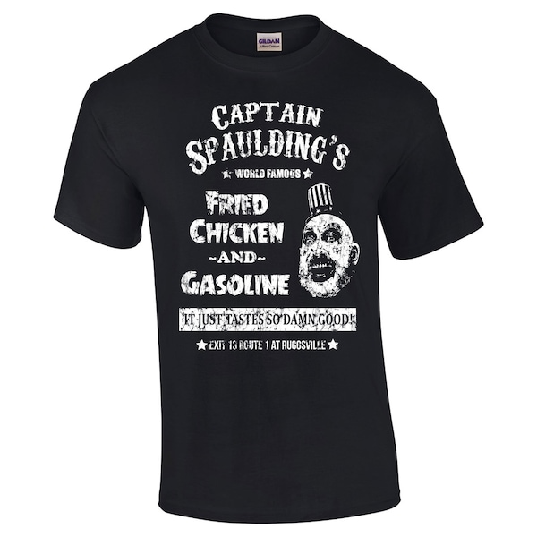 Captain Spaulding Fried Chicken funny scary movie halloween costume horror film clown zombie house vintage Clothing - Apparel - Mens T-Shirt