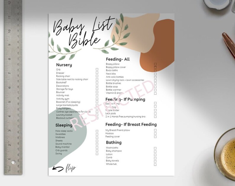 Ultimate Baby Shower Checklist Instant Download Etsy