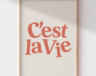 Cest La Vie Printable Wall Art | French Quote Poster | Red Coquette Room Decor | Dopamine Retro wall Art | Preppy Room | Cubicle Decor