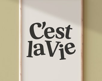 Cest La Vie Printable Wall Art | French Quote Poster | Retro Wall Art  | Dopamine Retro wall Art | Preppy Room | Cubicle Decor | Maximalist