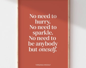 Virginia Woolf Quote Printable Wall Art | Dopamine Quote Print | Bookish Preppy Room Decor | Red Self Care Quote | Feminist Wall Art