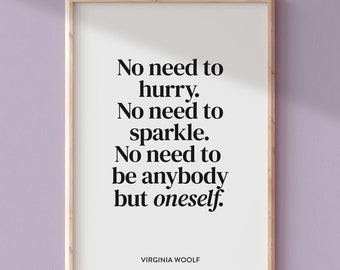 Virginia Woolf Quote Printable Wall Art | Motivational Quote Print | Bookish Preppy Room Decor | Self Care Quote | Feminist Wall Art