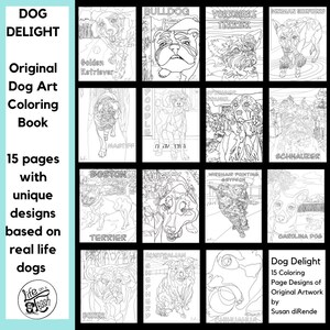 Dog Delight: 15 Page Original Artwork Coloring Book