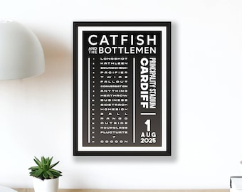 Catfish and the Bottlemen 2025 Setlist Poster Print – UK Ireland Outdoor Stadium Gigs Live Set List Gift