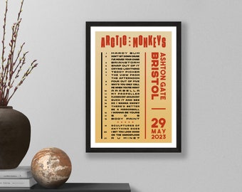 Arctic Monkeys Setlist Poster Print – UK Gig Concert 2023 Tour – Live Band Retro Vintage Design Set List Gift