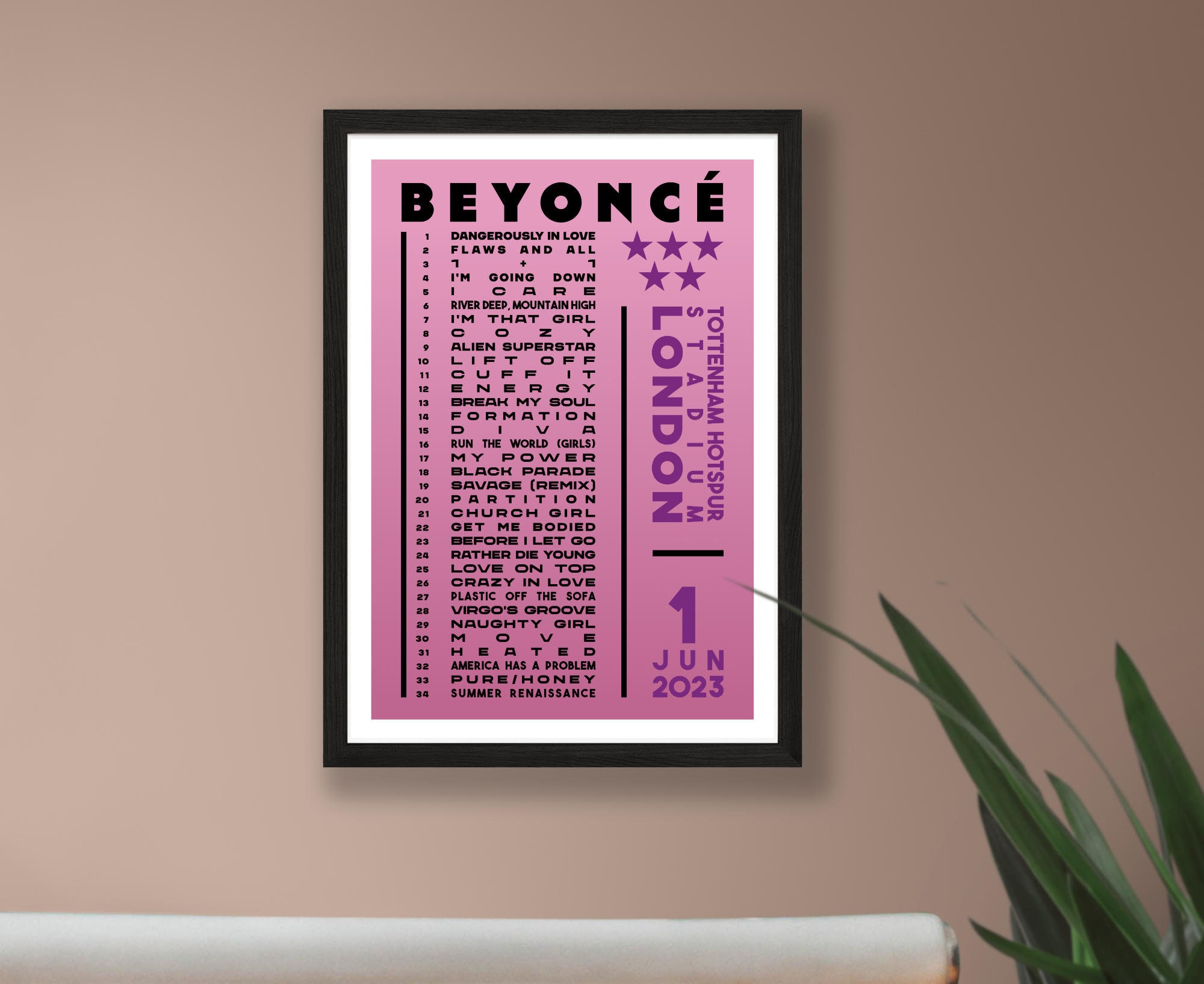 Beyonce 2023 Setlist Poster Designed & Sold By Wedge Antilles Yellow Oralee