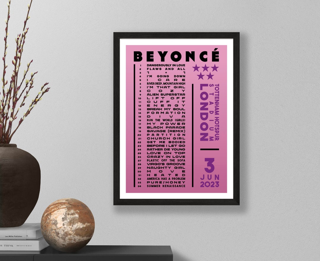 Beyonce 2023 Setlist Poster Prints UK Gig Concert Tour Etsy UK