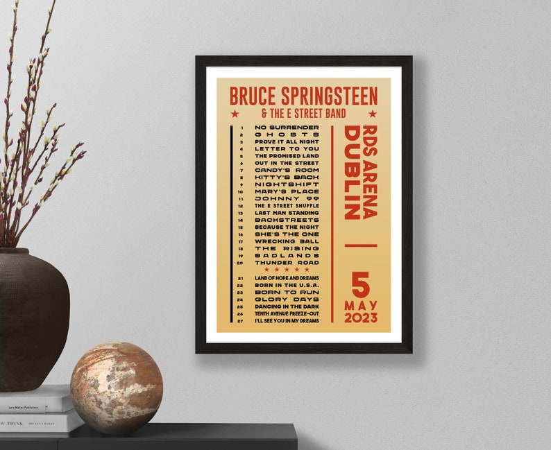 Bruce Springsteen 2023 Setlist Poster Print UK Gig Concert Etsy