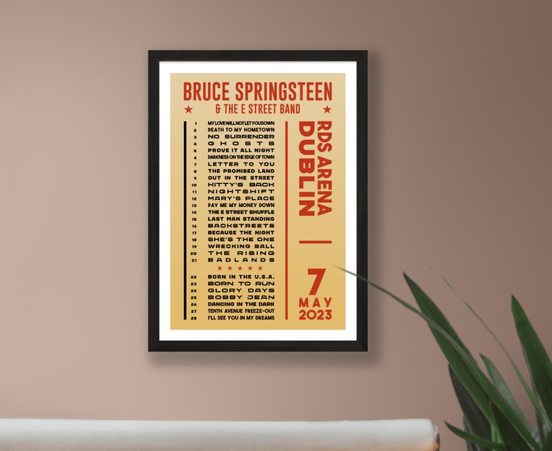 Bruce Springsteen 2023 Setlist Poster Print UK Gig Concert Etsy