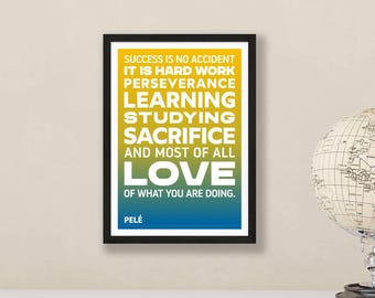 Pele Success Quote Poster Print – Brazil Football Motivational Gift