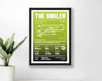 The Smiler Alton Towers Poster Print – Roller Coaster Stats Layout