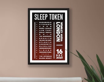 Sleep Token Wembley Arena 2023 UK Setlist Poster Print – Gigs Concert Tour – Live Band Retro Vintage Design Set List Gift