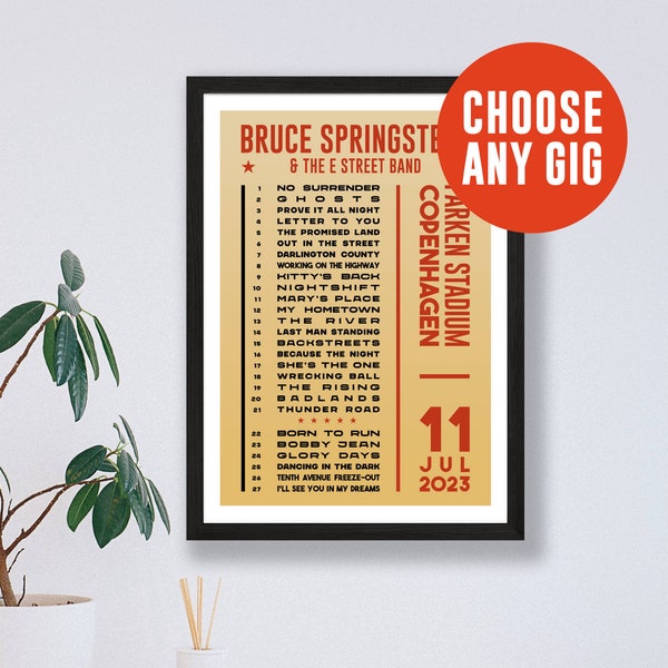 Any Setlist Custom Poster Print – Choose Gig Concert Tour – Live Band Retro Vintage Design Set List Gift