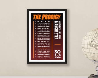 The Prodigy 2026 UK Tour Setlist Poster Print – Gigs Concert Arena Live Gift