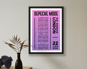 Depeche Mode 2024 UK Setlist Poster Print – Gigs Concert Tour – Live Band Retro Vintage Design Set List Gift