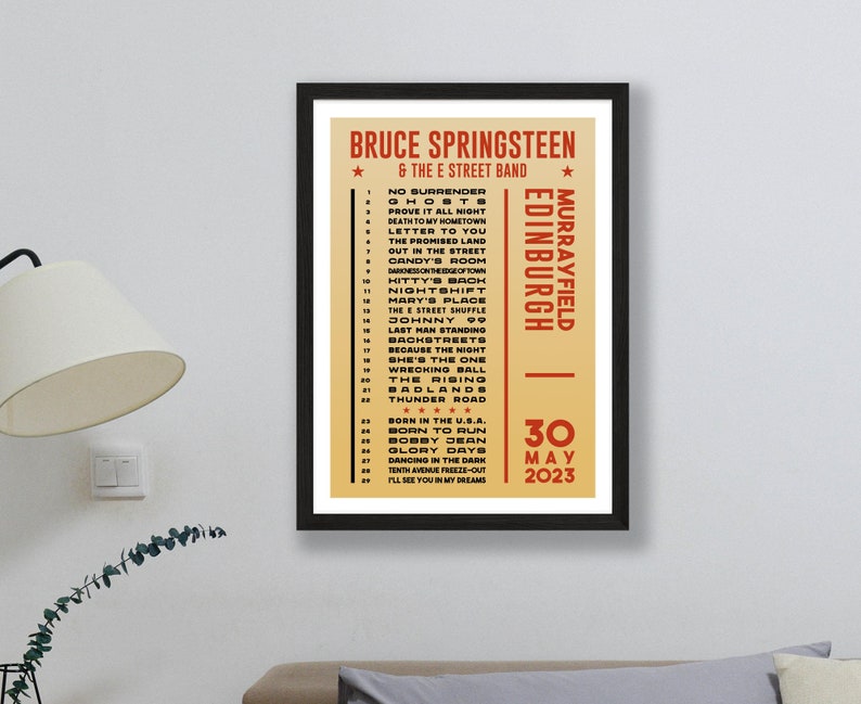 Bruce Springsteen 2023 Setlist Poster Print UK Gig Concert Etsy