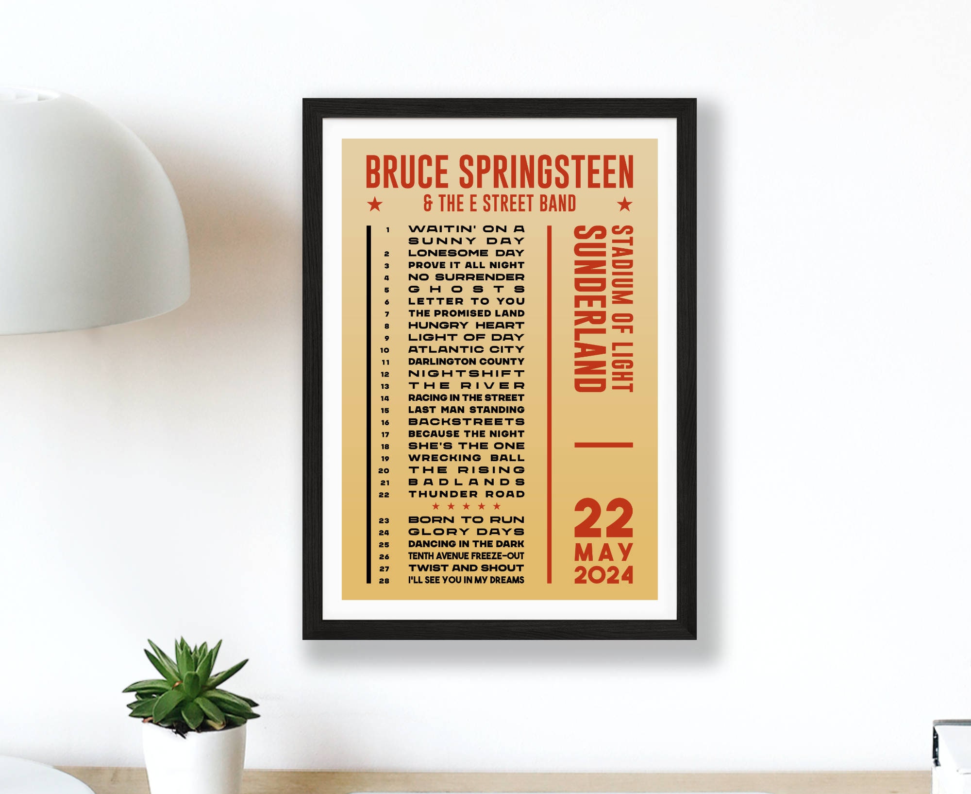 Bruce Springsteen 2023 & 2024 Setlist Poster Print UK Gig Concert Tour