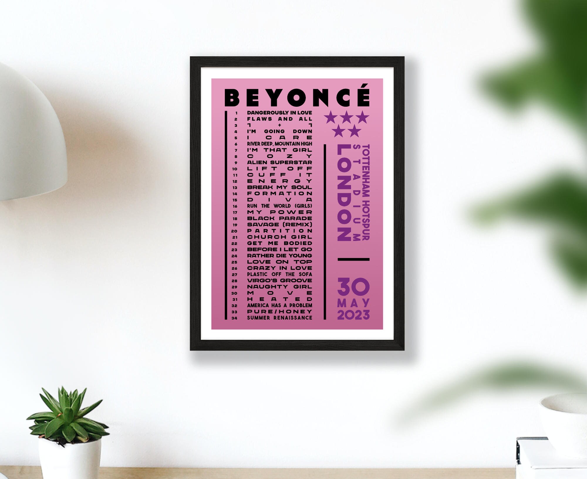 Beyonce 2023 Setlist Poster Designed & Sold By Wedge Antilles Yellow Oralee