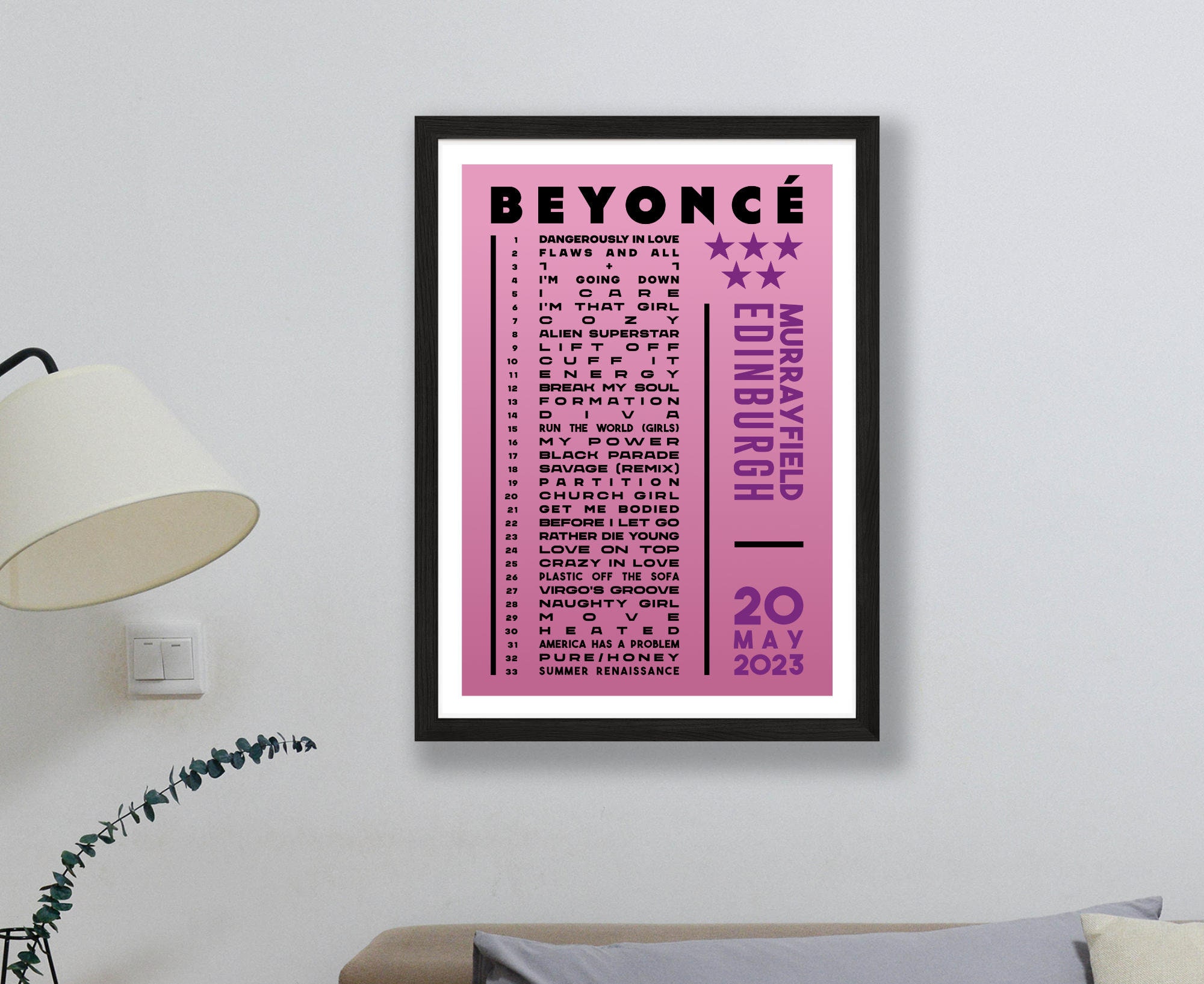 Beyonce 2023 Setlist Poster Designed & Sold By Wedge Antilles Yellow Oralee