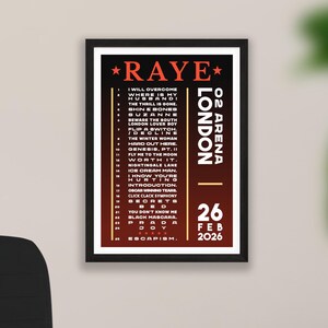 Raye Tour Poster - Etsy UK