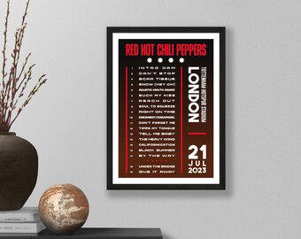 Red Hot Chili Peppers 2023 Setlist Poster Print – UK Gig Concert Tour – Live Band Retro Vintage Design Set List Gift