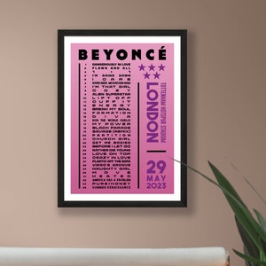 Beyonce 2023 Setlist Poster Prints UK Gig Concert Tour London Live Retro Vintage Design Set List Gift London 29/05/23