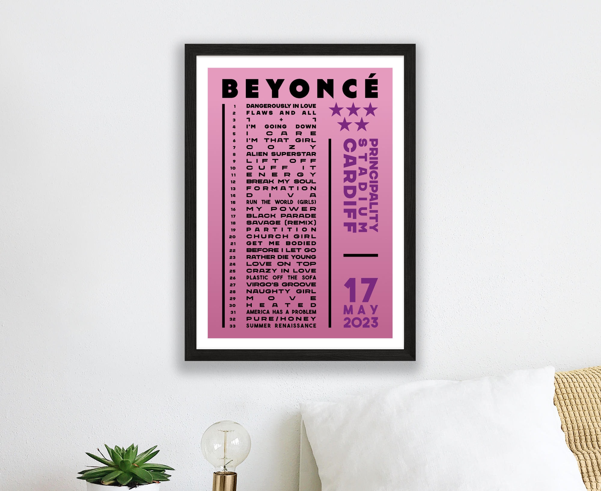Beyonce 2023 Setlist Poster Designed & Sold By Wedge Antilles Yellow Oralee