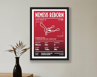 Nemesis Reborn Alton Towers Poster Print – Roller Coaster Stats Layout
