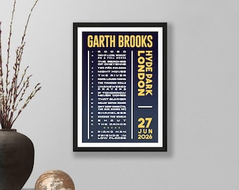 Garth Brooks 2026 UK Setlist Poster Print – Hyde Park Gigs Concert Live Gift