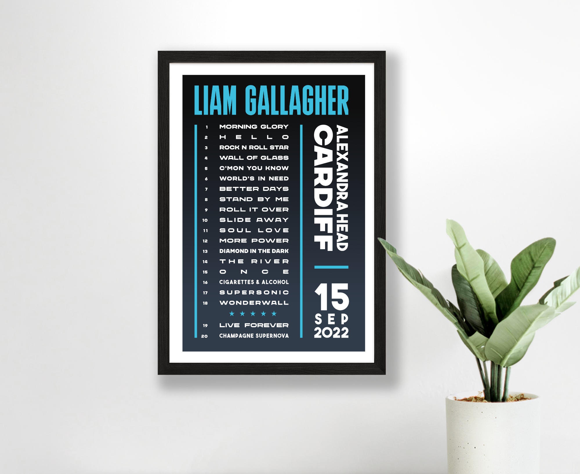 Liam Gallagher 2022 & 2023 Setlist Poster Print UK Gig Concert Tour