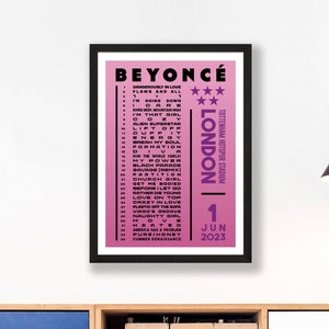 Beyonce 2023 Setlist Poster Prints UK Gig Concert Tour London Live Retro Vintage Design Set List Gift London 01/06/23