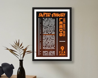 Enter Shikari 2024 UK Setlist Poster Print – Gigs Concert Tour – Live Band Retro Vintage Design Set List Gift