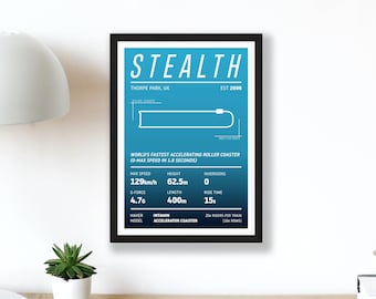 Stealth Thorpe Park Poster Print – Roller Coaster Stats Layout