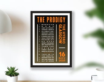 The Prodigy 2023 UK Setlist Poster Print – Gigs Concert Tour – Live Band Retro Vintage Design Set List Gift