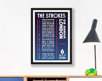 The Strokes 2026 London O2 Arena Setlist Poster Print – Gig Concert Gift