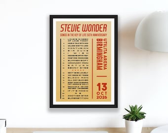Stevie Wonder 2026 UK Setlist Poster Print – Gigs Concert Tour Live Gift
