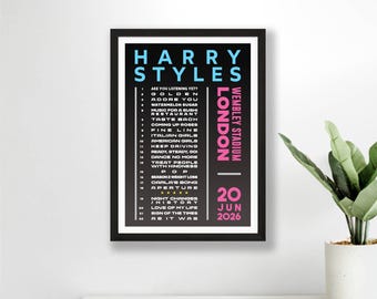 Harry Styles Wembley 2026 Setlist Poster Print – Gig Concert UK Live