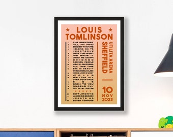 Louis Tomlinson 2023 Setlist Poster Print – UK Gig Concerts Tour – Live Retro Vintage Design Set List
