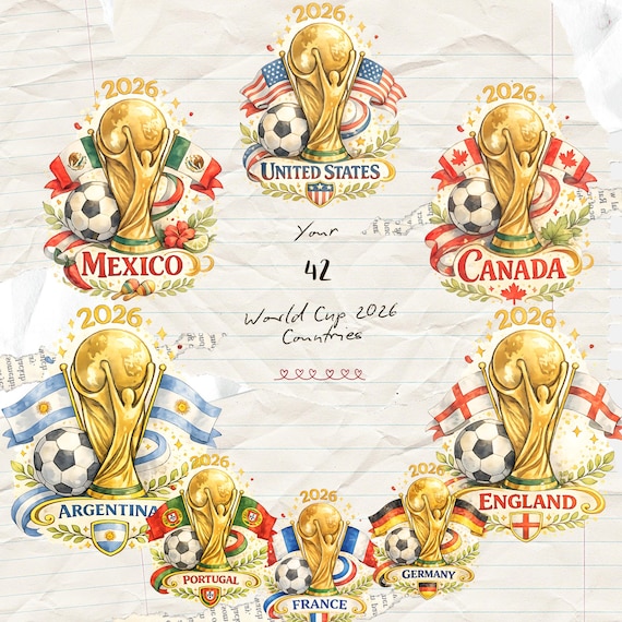 World Cup 2026 Football Countries PNG Bundle, National Soccer Teams png, WC 2026 Soccer Typography Designs, Digital Download - 42 PNG