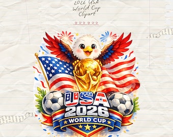 Aquarel WK 2026 trofee PNG, USA voetbalafbeelding, voetbalsublimatie ontwerp, digitale download